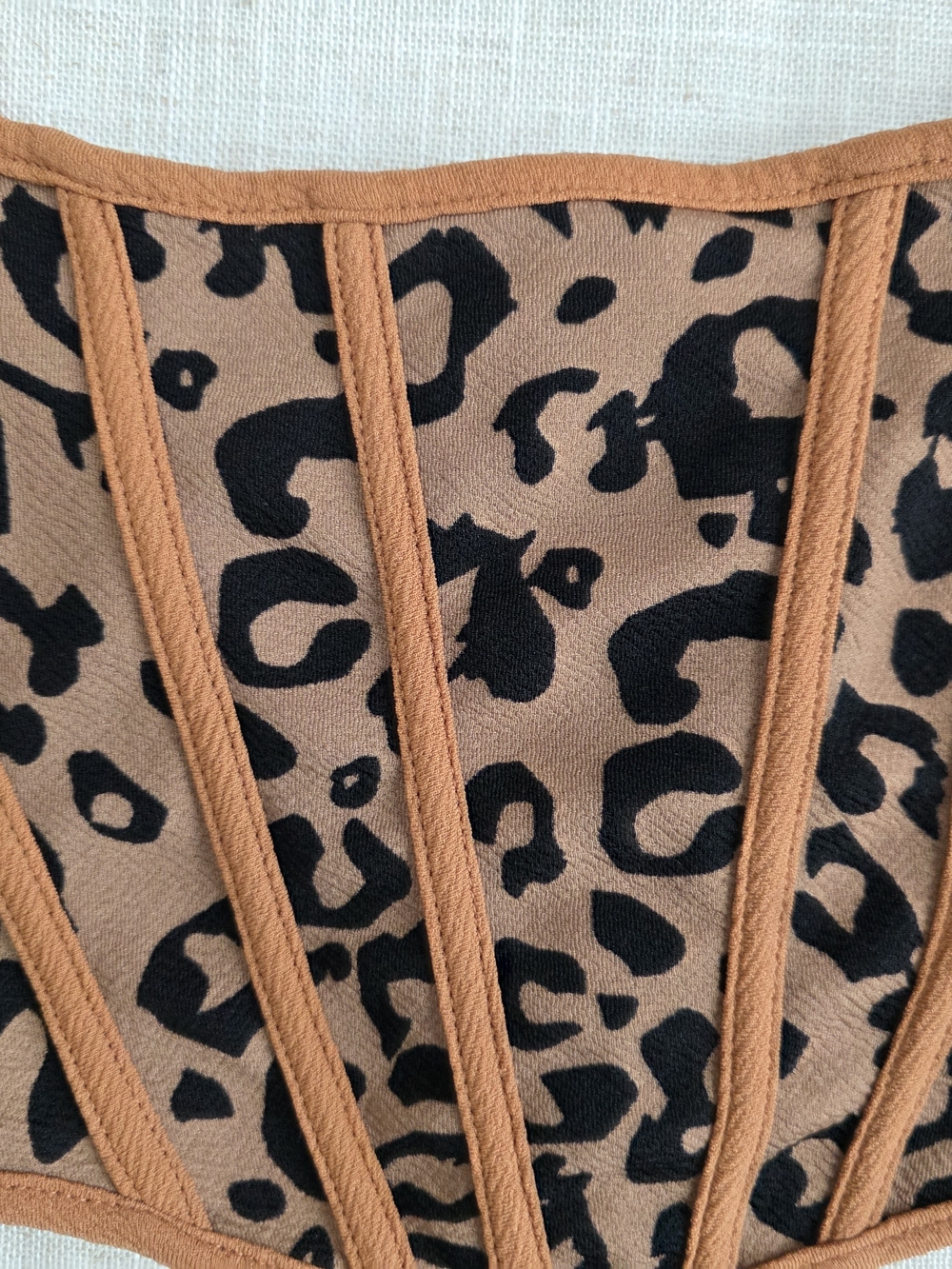 SHEIN Brown Black Leopard Animal‎ Print Corset Crop Trendy Glam Night Flattering - Picture 2 of 5